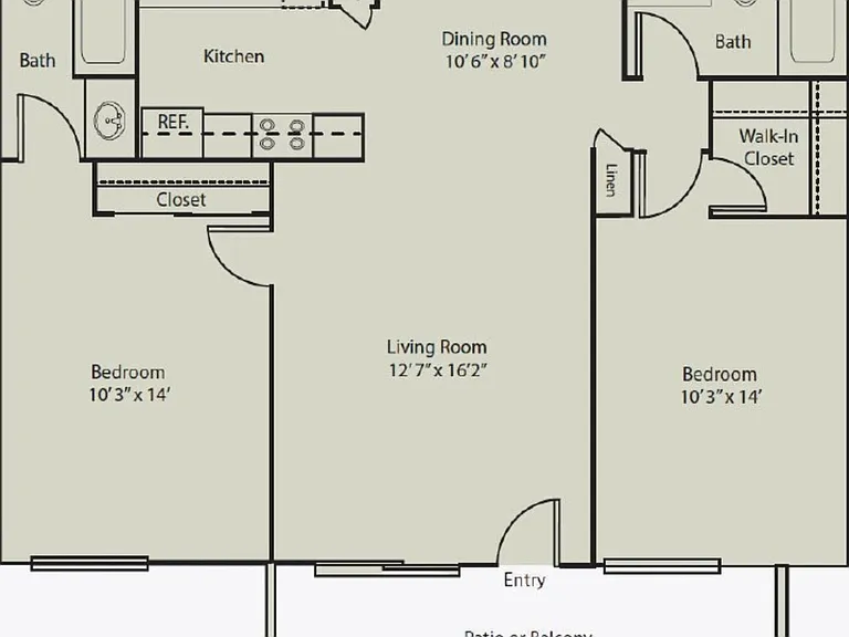 2 2D Rendering of a 2 Bed Floor Plan 2 2D Rendering of a 2 Bed Floor Plan