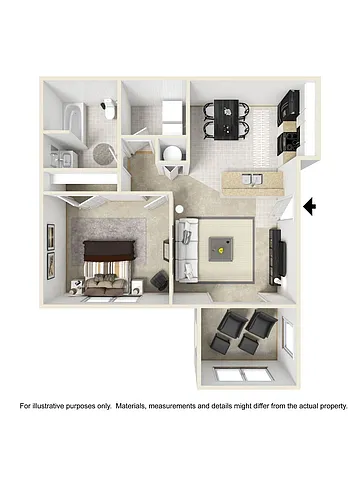 Floor plan 1 Bed 1 Bath (sunroom optional)