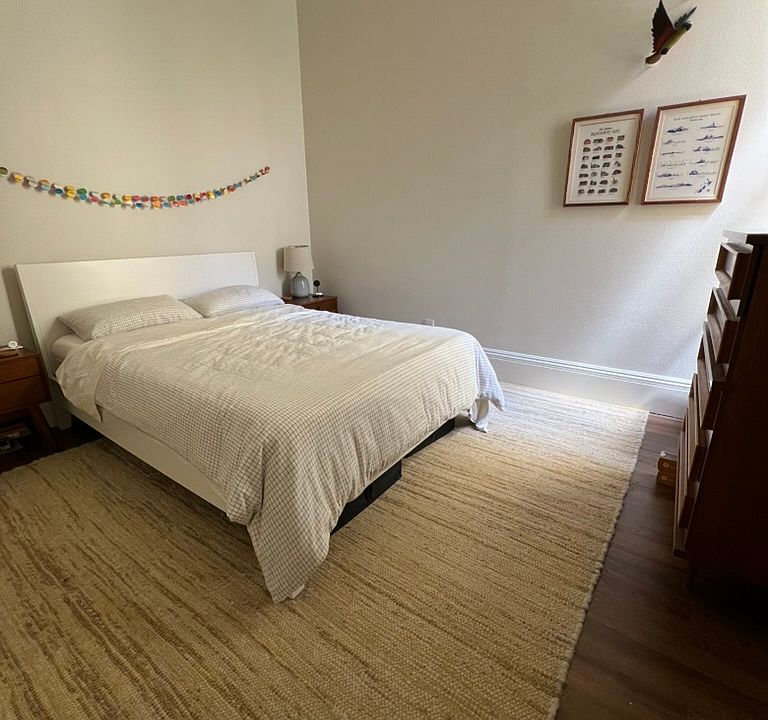Master bedroom with walk-in custom Elfa closet, 11 foot ceilings, window to lightwell keeps out street noise