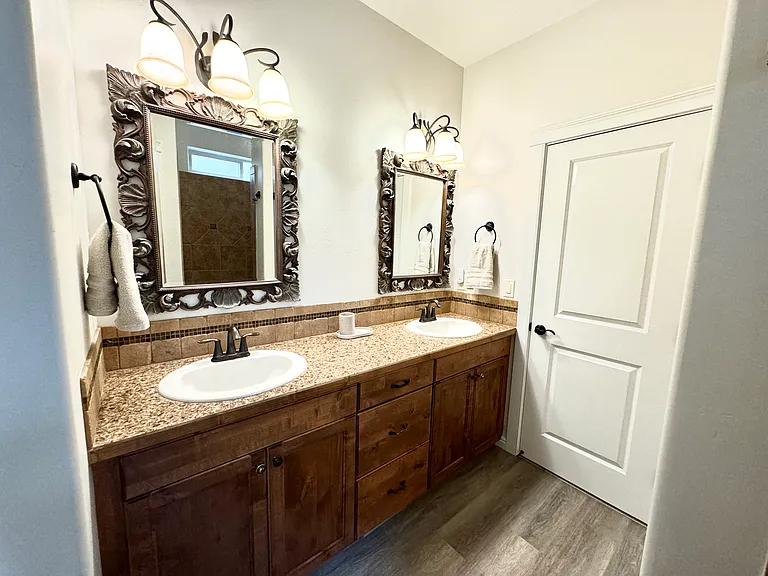 primary bathroom with walk-in closet