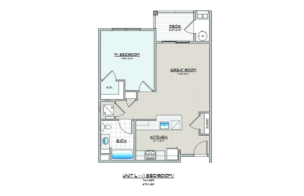 Floor plan 1 Bedroom 1 Bathroom Elevator