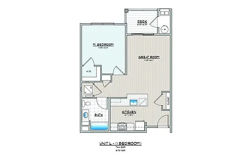 Floor plan 1 Bedroom 1 Bathroom S Elevator