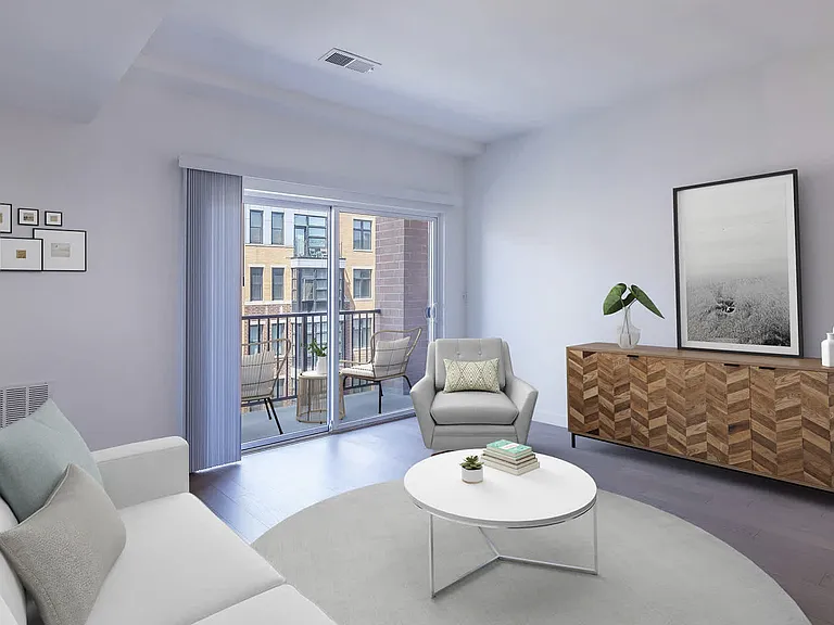 Living Room with Hard Surface Flooring and Balcony