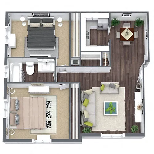 Floor plan B2: 2 Bed 1 Bath