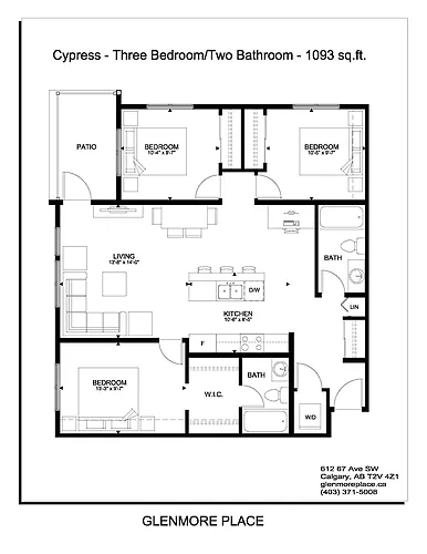 Floor plan 3 Bedroom + 2 Bathroom with balcony