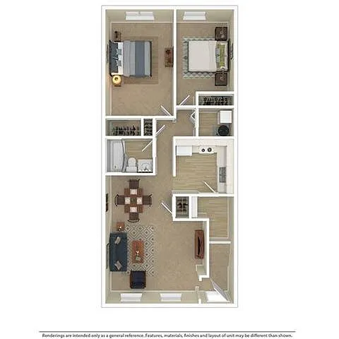 Floor plan 2 Bedroom 1 Bath