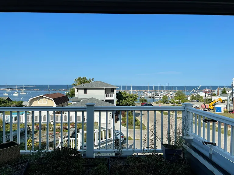 Bonus Room/Office 2 of 3. Views of Lake Michigan and South Shore Yacht Club pier and moorings.