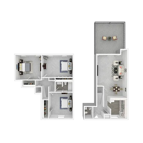 Floor plan 3 Bedroom Renovated Townhome