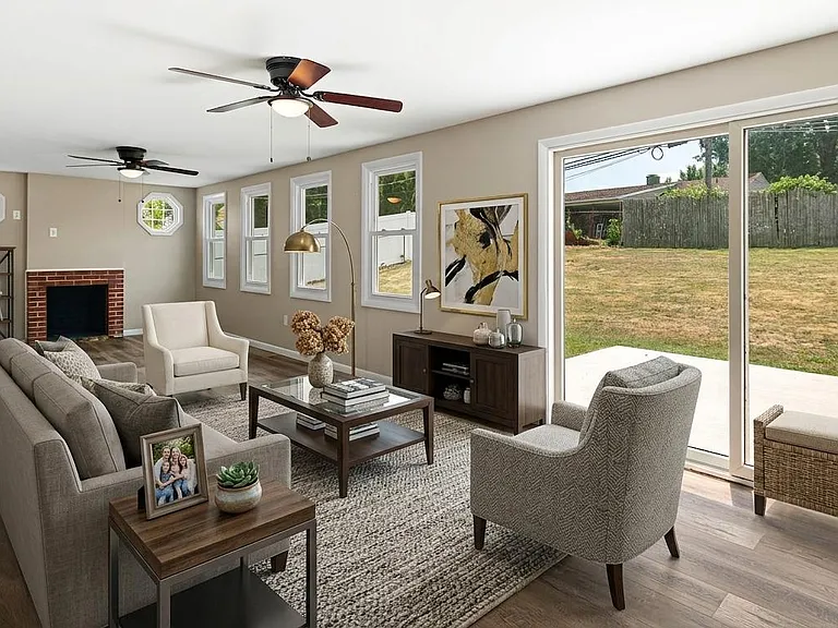 family room virtually staged