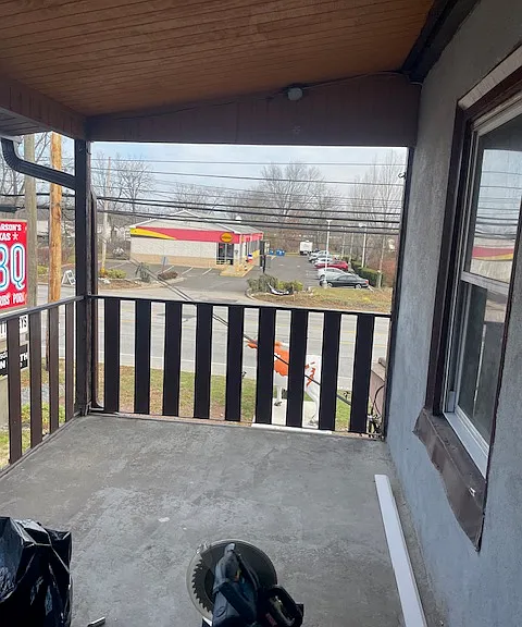 second floor concrete patio