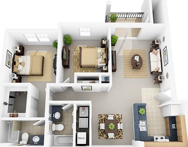 2 Bedroom/2 Bathroom Sm2x2