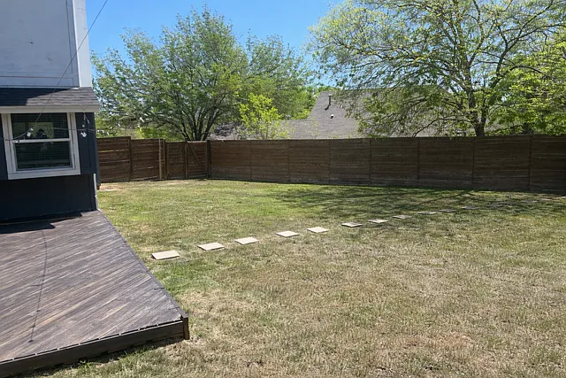 1/2 the fully fenced-in yard