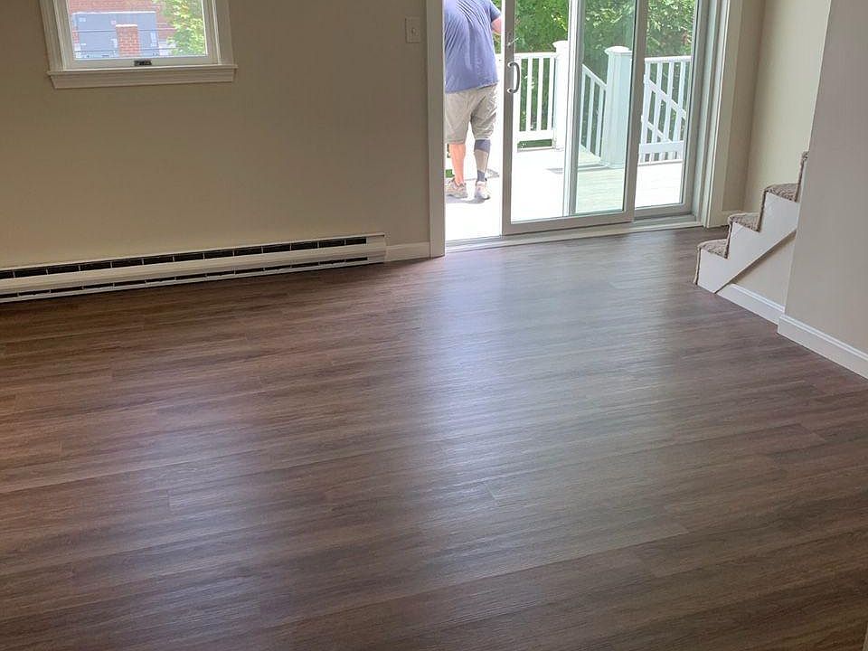 living room with sliding doors to deck