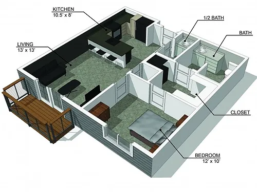 Floor plan 1 Bedroom A