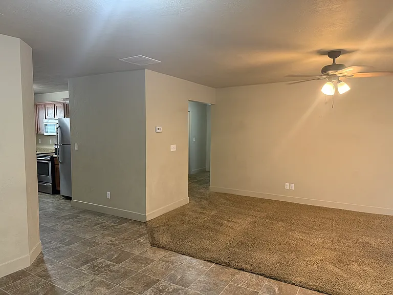 view of living area from door into garage