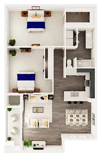 Floor plan 2 Bedroom 1 Bathroom B