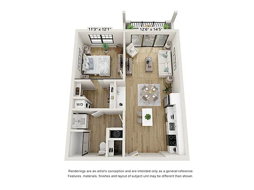 Floor plan 1 Bedroom / 1 Bath (Standard)