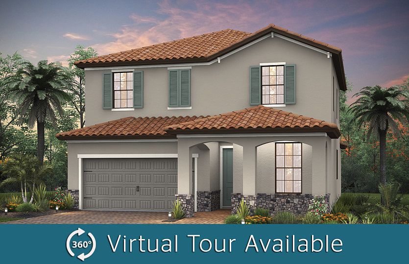 The Fifth Avenue, a two-story family home with a 2 car garage, shown with Home Exterior FM3C