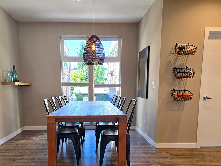 A separate dining space with seating for 8 - 10 friends and family