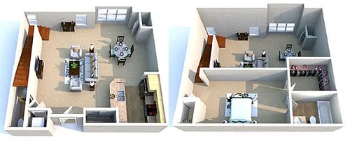 Floor plan 1-Bedroom (1- or 1.5-Bath) 2-Story Loft