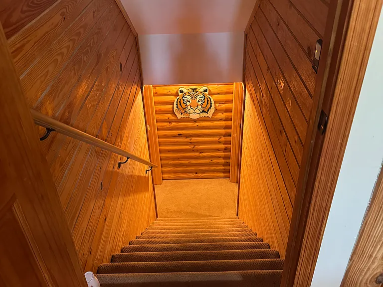 Stairway to downstairs master bedroom