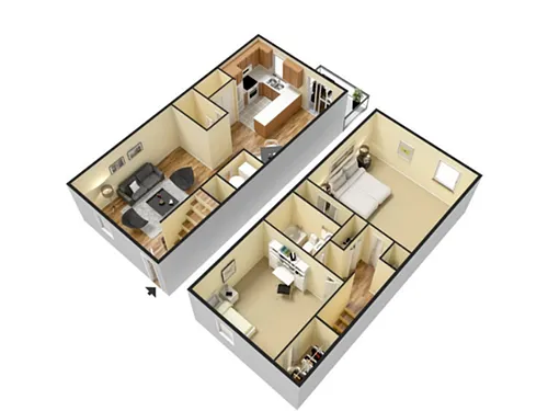 Floor plan 2 Bed 1.5 Bath Classic Unit W/D Connection