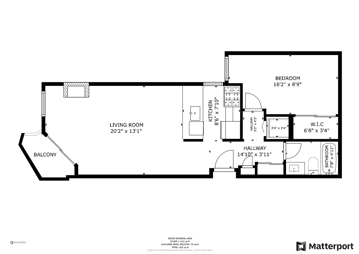 Floor plan 1 Bed 1 Bath A