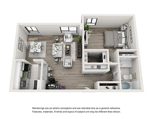 Floor plan 1BR/1BA 760 sq. ft.