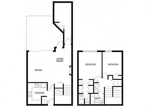Floor plan Two Bedroom, Two Bathroom with Den