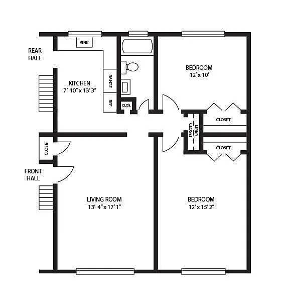 Floor plan 2 Bed Renovated