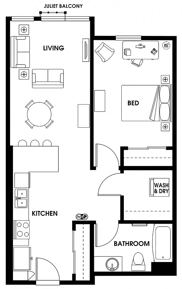 Floor plan One Bedroom A10