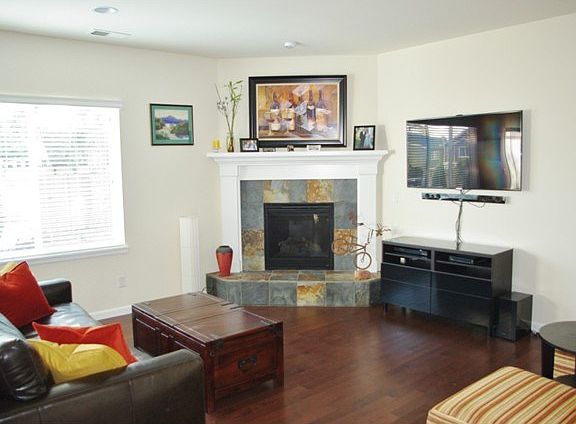 Living room with cozy gas fireplace