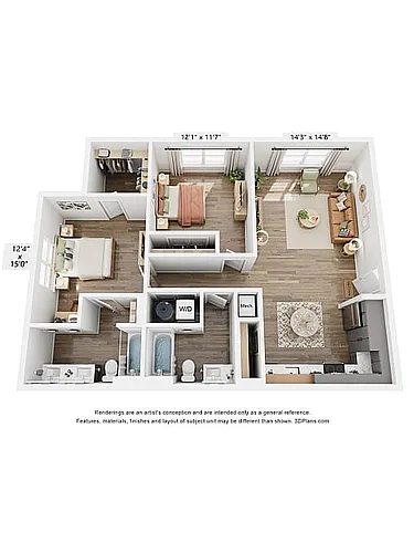 Floor plan The Dottie Two Bedroom