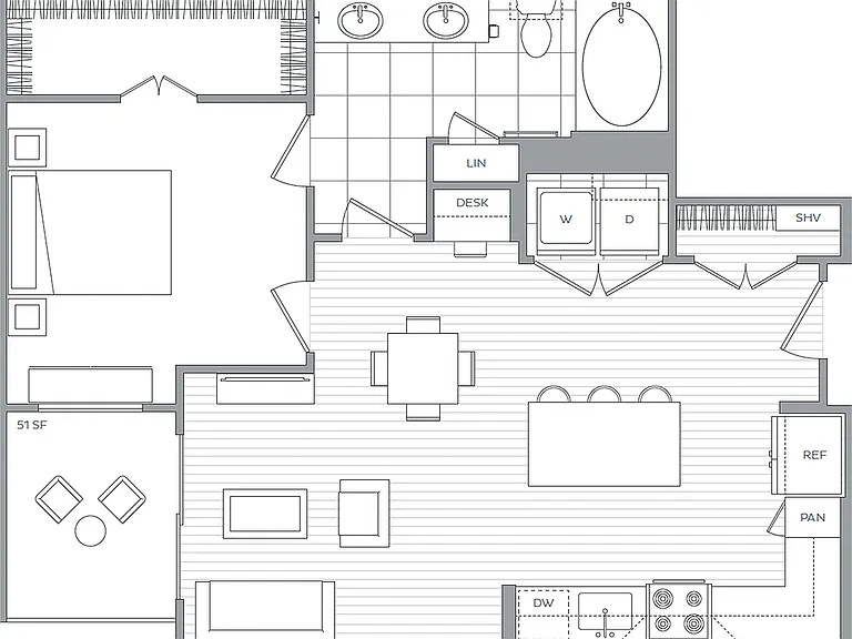 C - 1 Bedroom / 1 Bath C - 1 Bedroom / 1 Bath