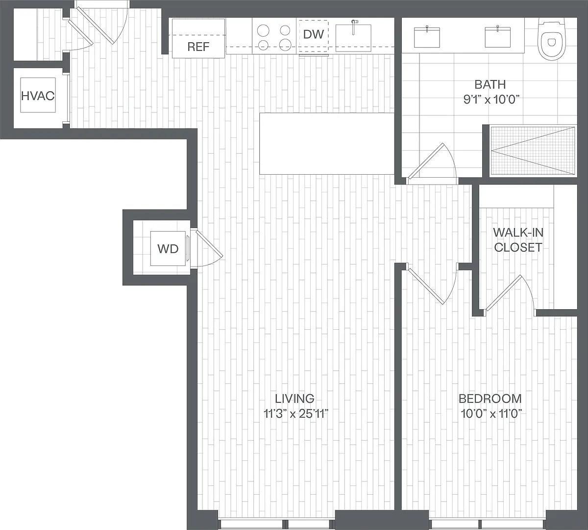 Floor plan 1 Bed/1 Bath-AG