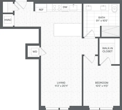 Floor plan 1 Bed/1 Bath-AG