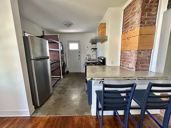Kitchen with concrete countertops