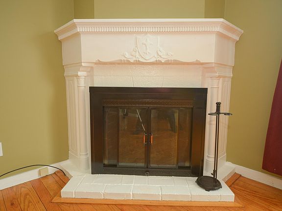Stylish wood-burning fireplace