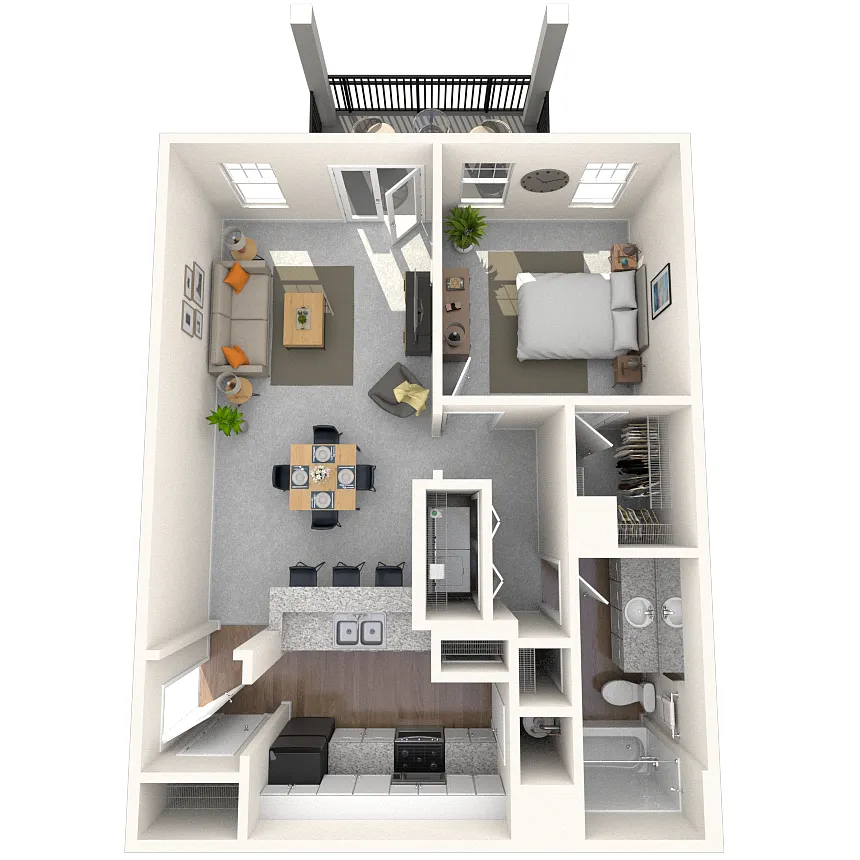 Floor plan Traditional 1x1 697-920 SF