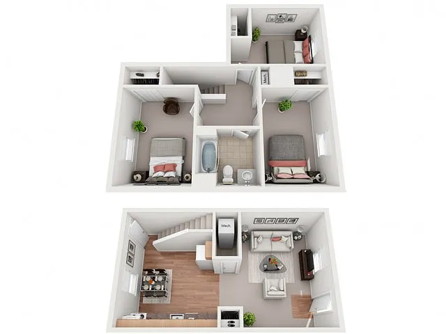 Floor plan 3 Bedroom Townhome