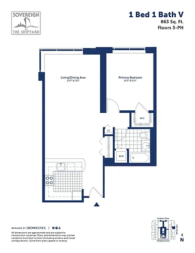 Floor plan 1 Bed 1 Bath V