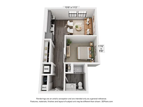 Floor plan Studio | 591 sqft