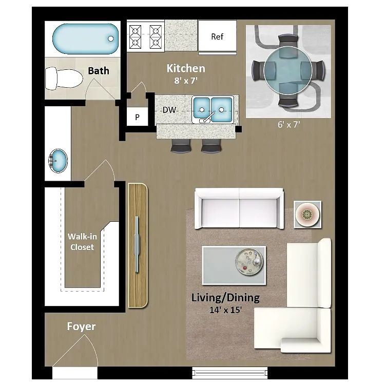 Floor plan 1 Bed 1 Bath A