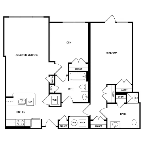 Floor plan 2 Bedroom, 2 Bath, 1160 SF | PE8