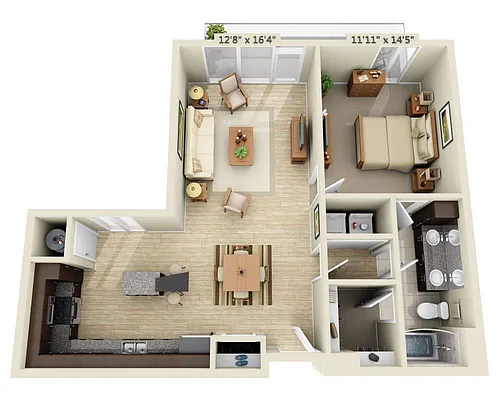 Floor plan One Bedroom A1G