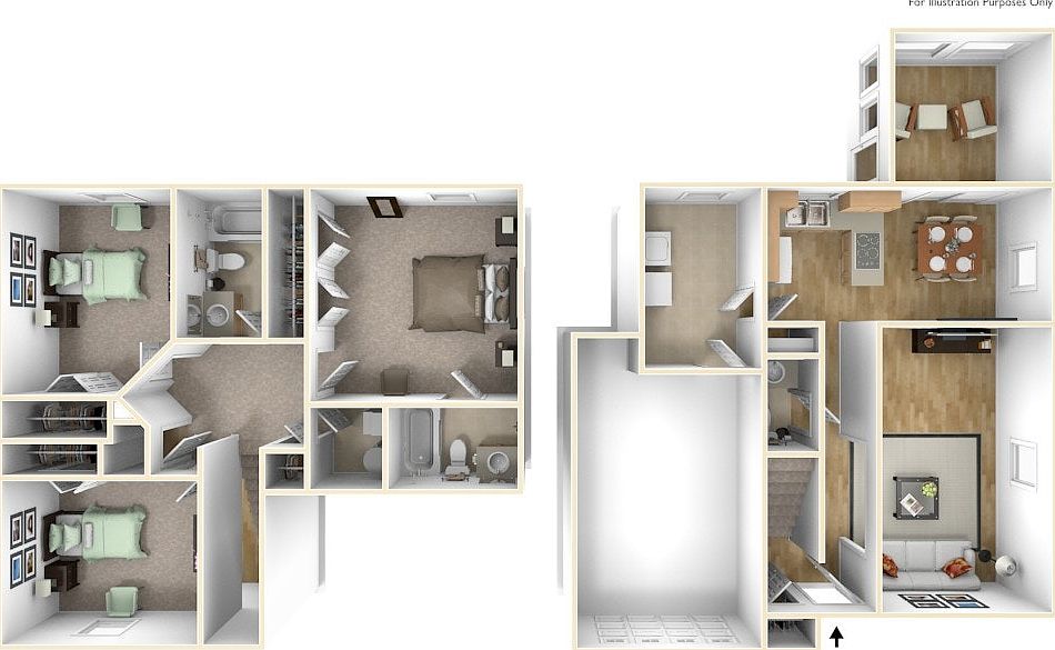 3 BD Floor Plan