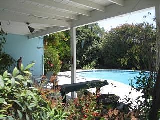 Back yard showing pool