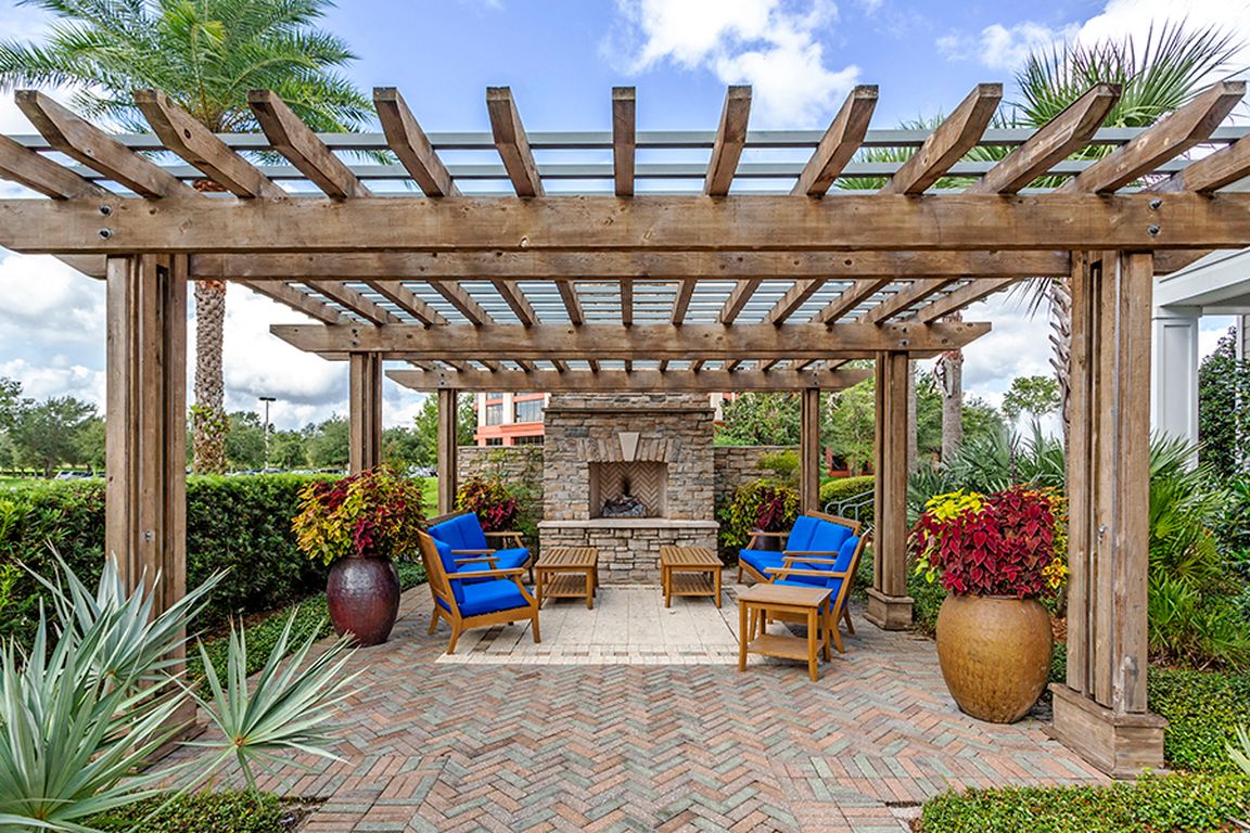 Poolside Lanai with Fireplace Conversation Area