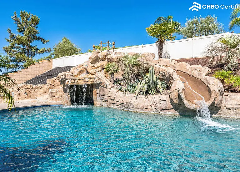 80,000 Gallon Pool with Waterslide, Waterfall & Grotto