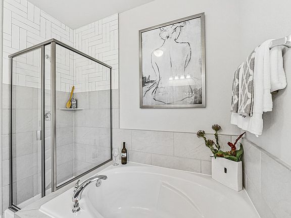 Separate soaker tub and shower
